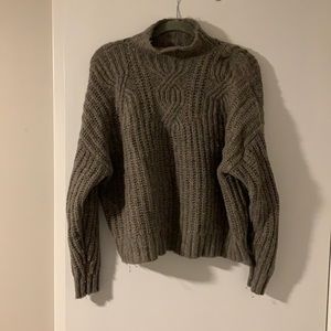 Grey high neck crop sweater